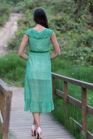 Maxi κρουαζέ πράσινο φόρεμα