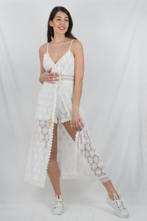 Ολόσωμο λευκό σορτς/φόρεμα